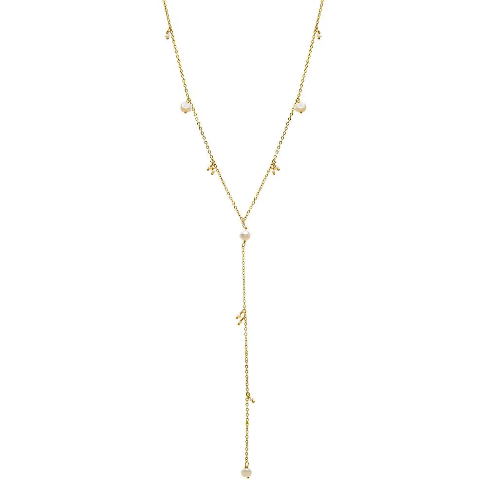 Dangling Pearl Lariat Necklace