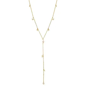 Dangling Pearl Lariat Necklace