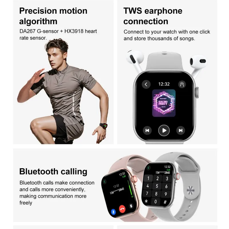 DATEOY DT Watch 10 Smartwatch| ChatGPT | 2.06" AMOLED Always-on Display | 3D Stereo Vision | 4GB Memory | MP4 Video | TWS Headset Connection | USB Flash Mode | Super Fast Charging