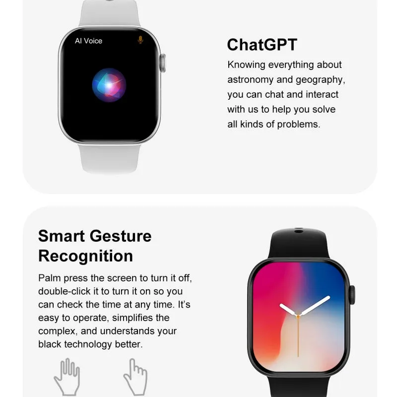 DATEOY DT Watch 10 Smartwatch| ChatGPT | 2.06" AMOLED Always-on Display | 3D Stereo Vision | 4GB Memory | MP4 Video | TWS Headset Connection | USB Flash Mode | Super Fast Charging