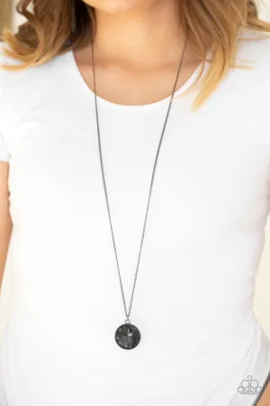 Dauntless Diva - Black - Oversized Smoky Gem Gunmetal Paparazzi Long Necklace