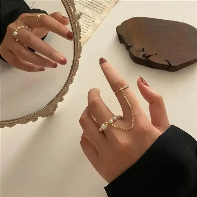 Dazzling Gold Color Round Geometric Finger Rings Set For Women And Girls Vintage Multiple Midi Finger Ring Sets
