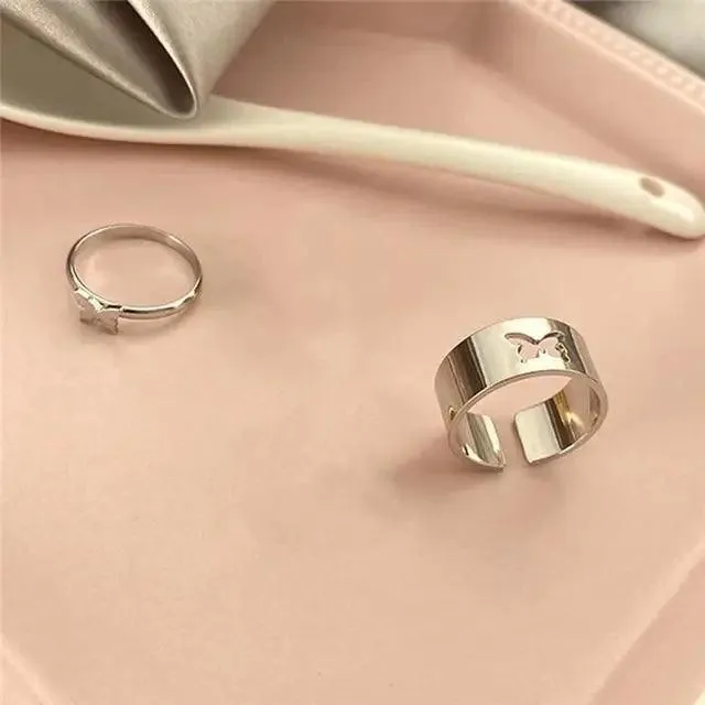 Dazzling Gold Color Round Geometric Finger Rings Set For Women And Girls Vintage Multiple Midi Finger Ring Sets