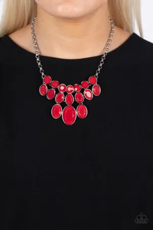 Delectable Daydream - Red - Faceted Bead Statement Paparazzi Short Necklace
