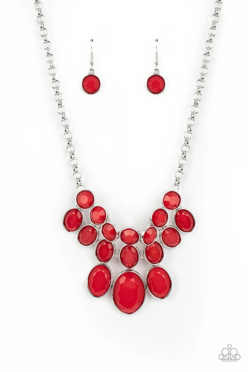 Delectable Daydream - Red - Faceted Bead Statement Paparazzi Short Necklace