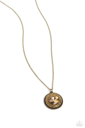 Demanding Director - Brass - Aurum Gem Paparazzi Long Necklace
