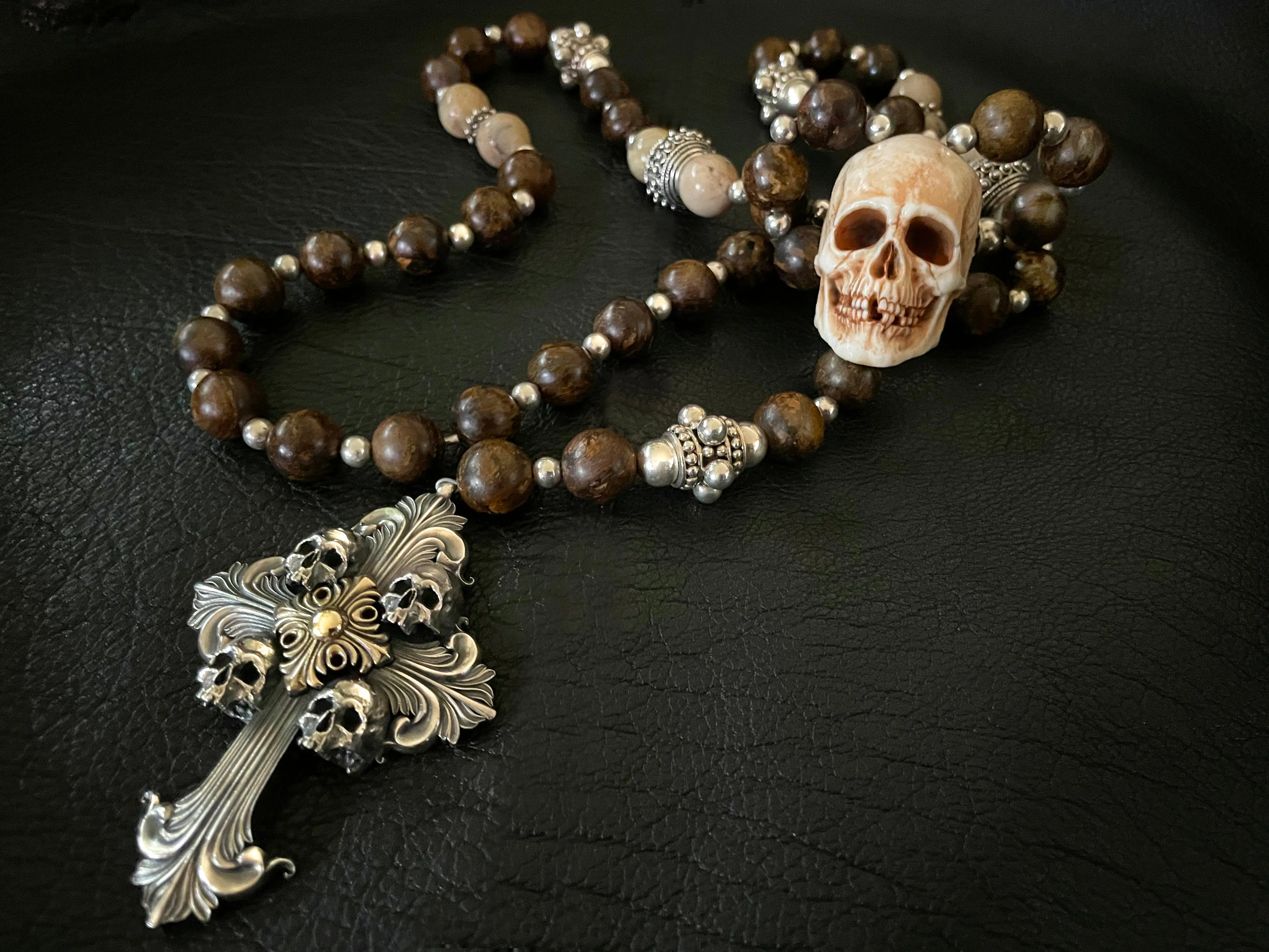 Deus Vult Templar Cross Skull Rosary