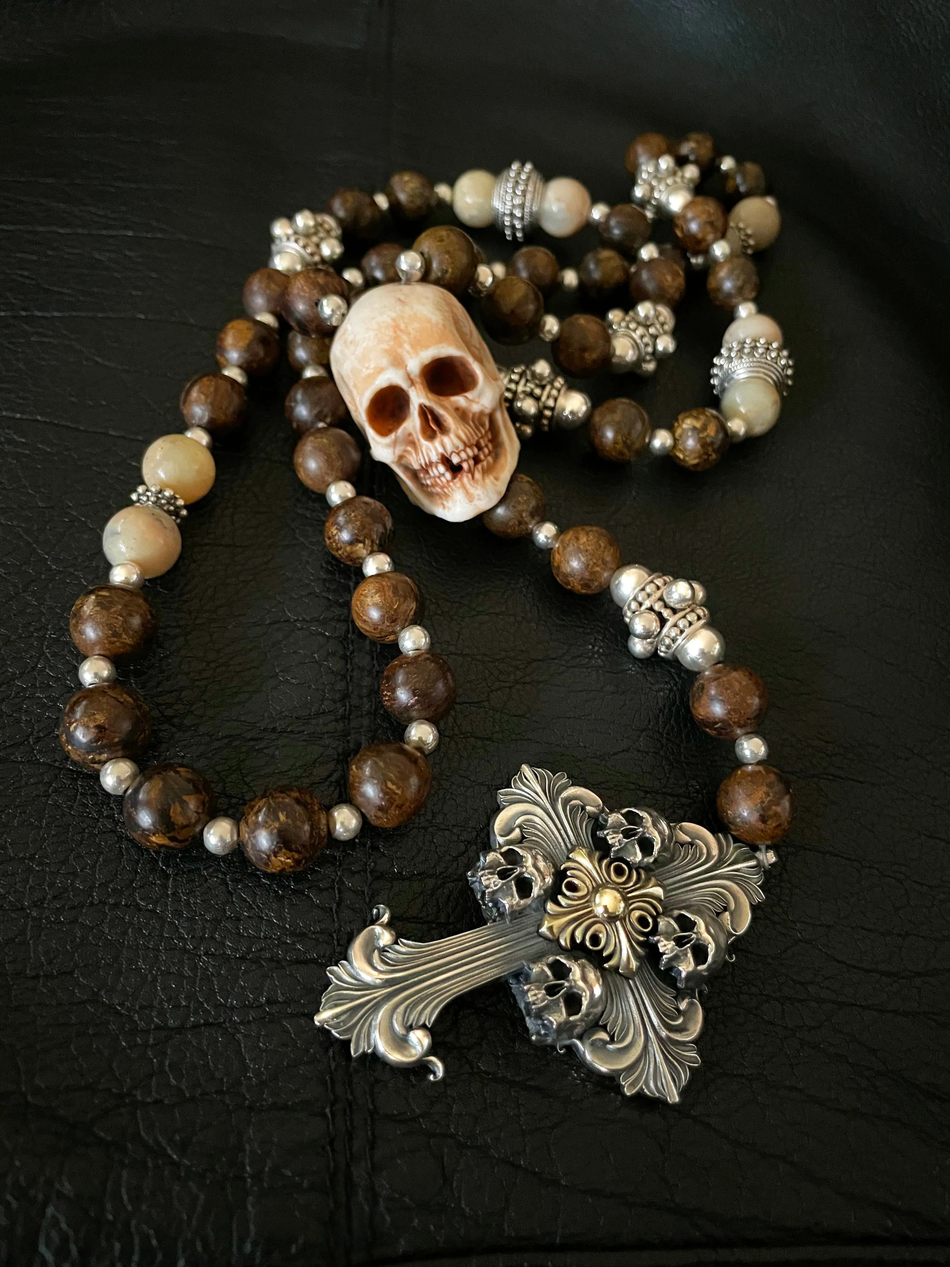Deus Vult Templar Cross Skull Rosary