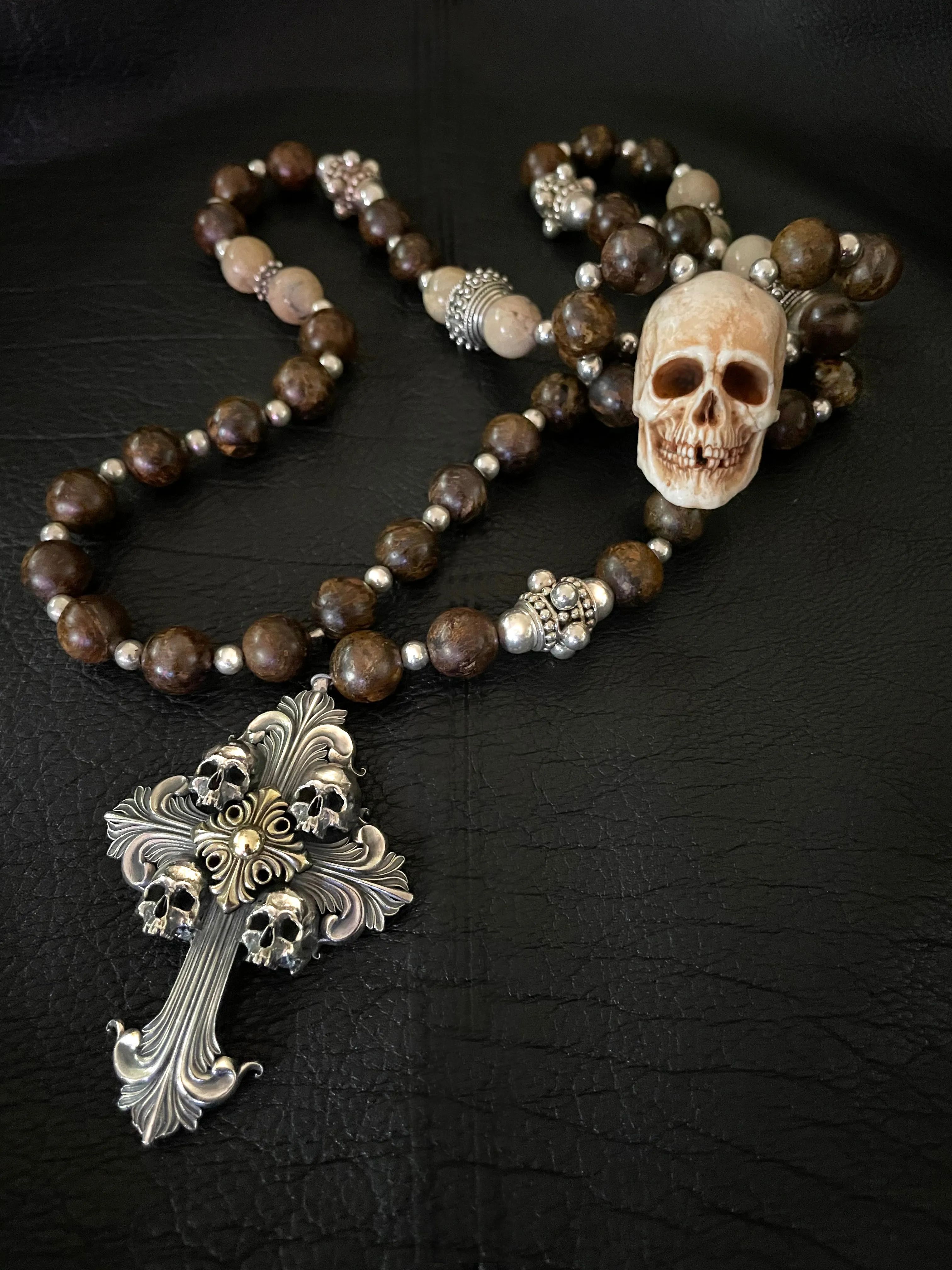 Deus Vult Templar Cross Skull Rosary