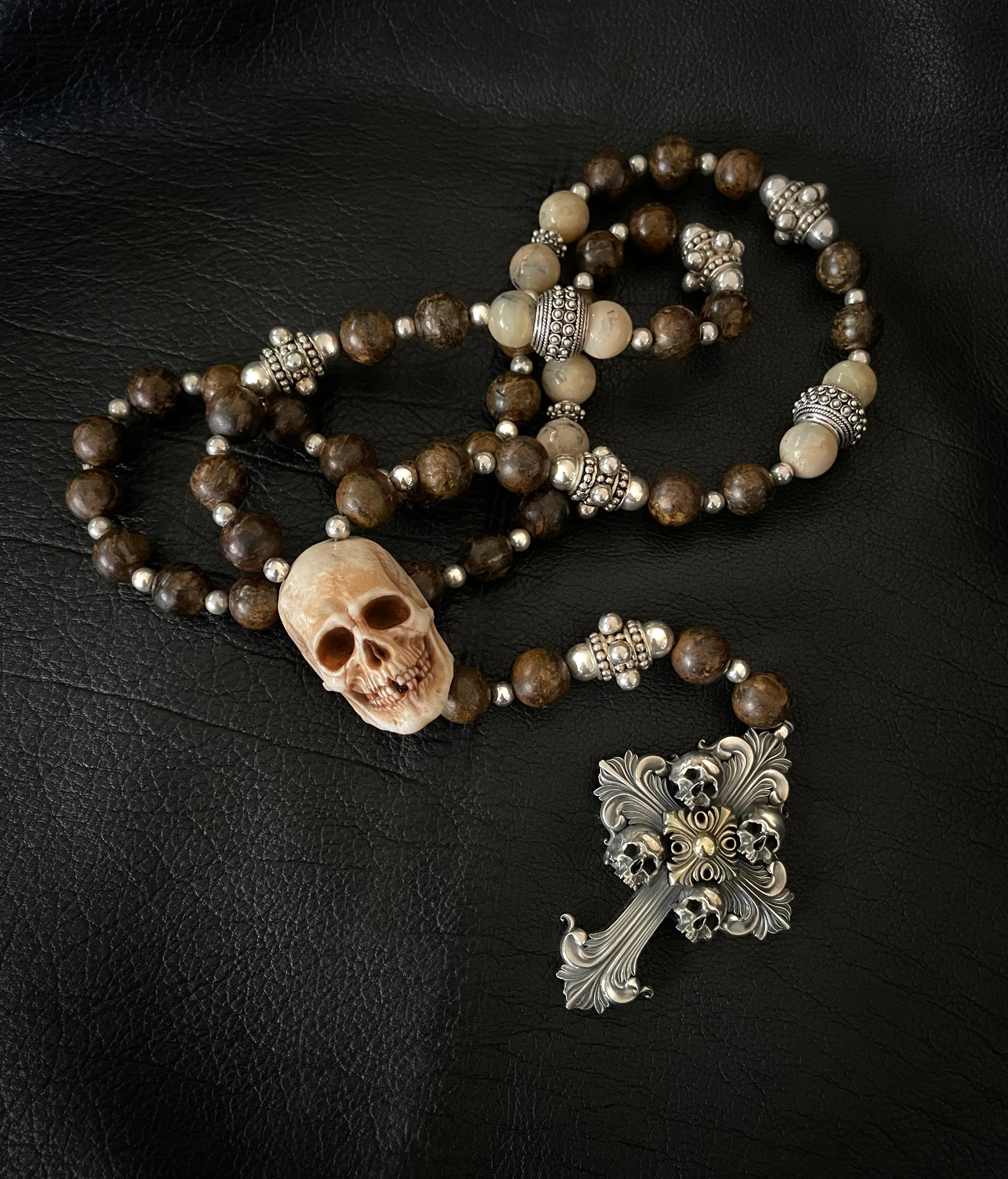 Deus Vult Templar Cross Skull Rosary