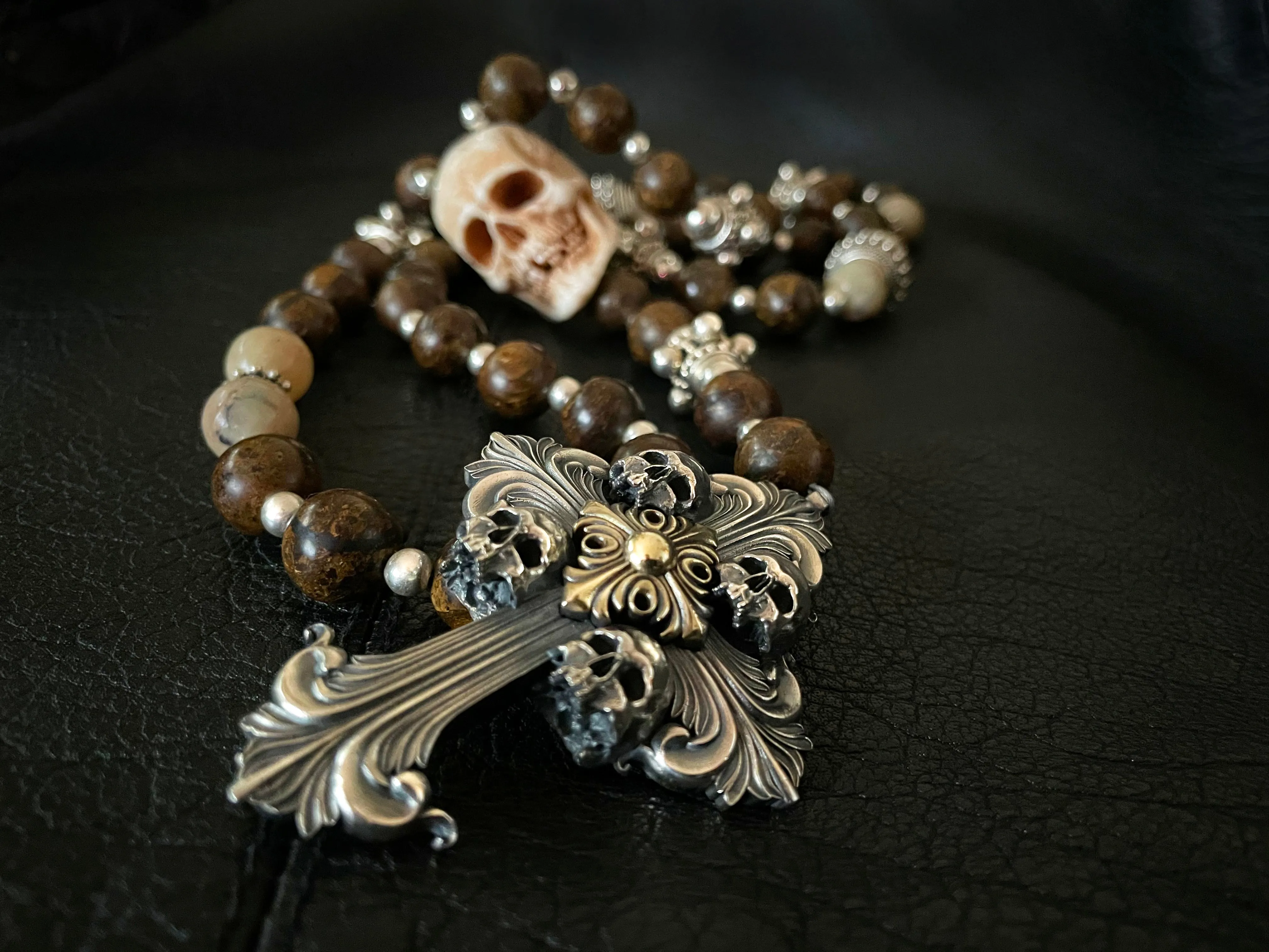 Deus Vult Templar Cross Skull Rosary