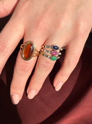 Diamond Band Trio with Blue Sapphire, Emerald & Ruby