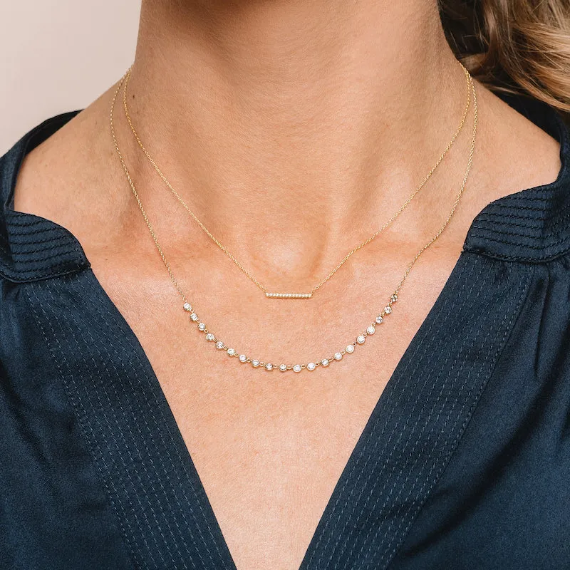 Diamond Bezel Link Necklace, 14k