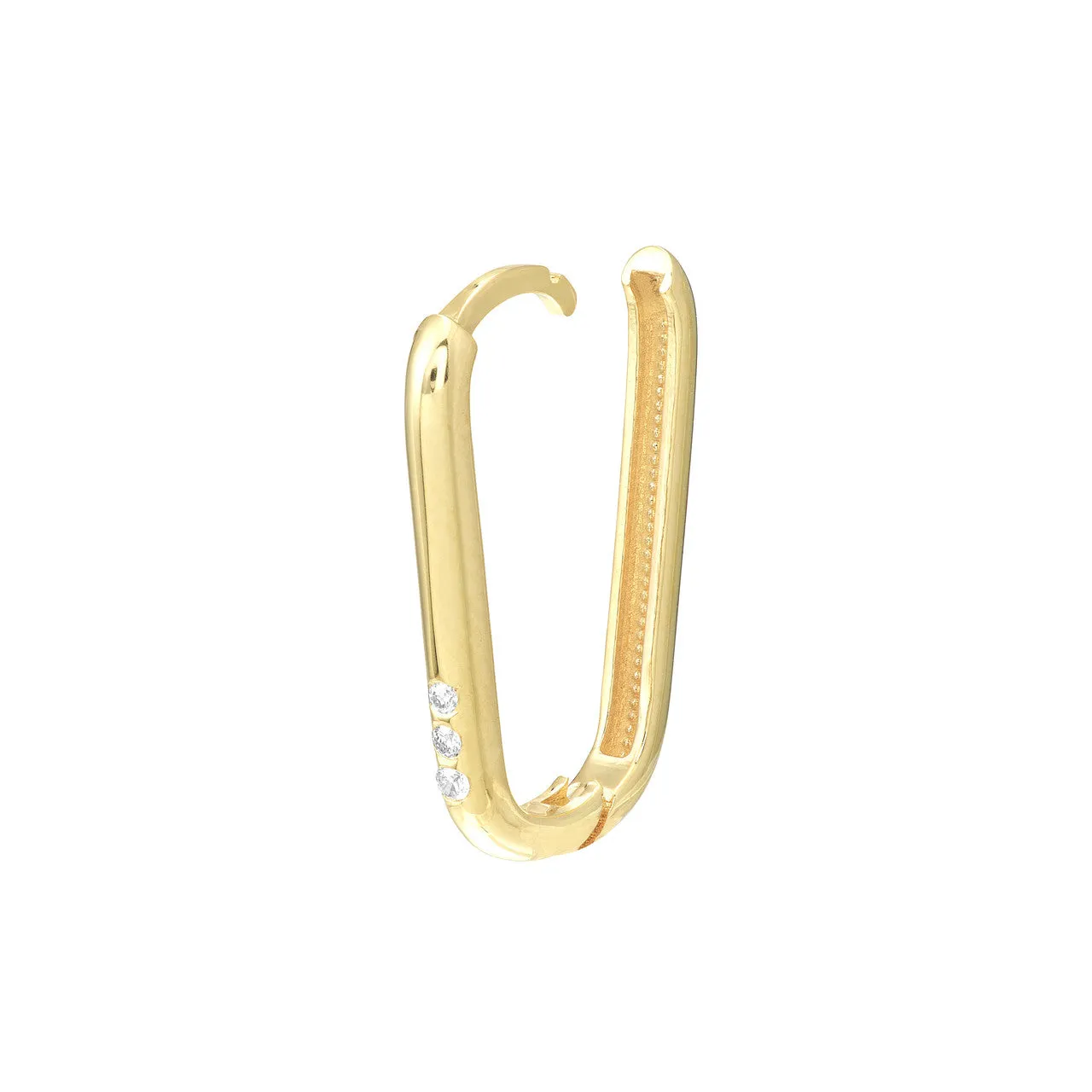 Diamond Paper Clip Hoop Earrings