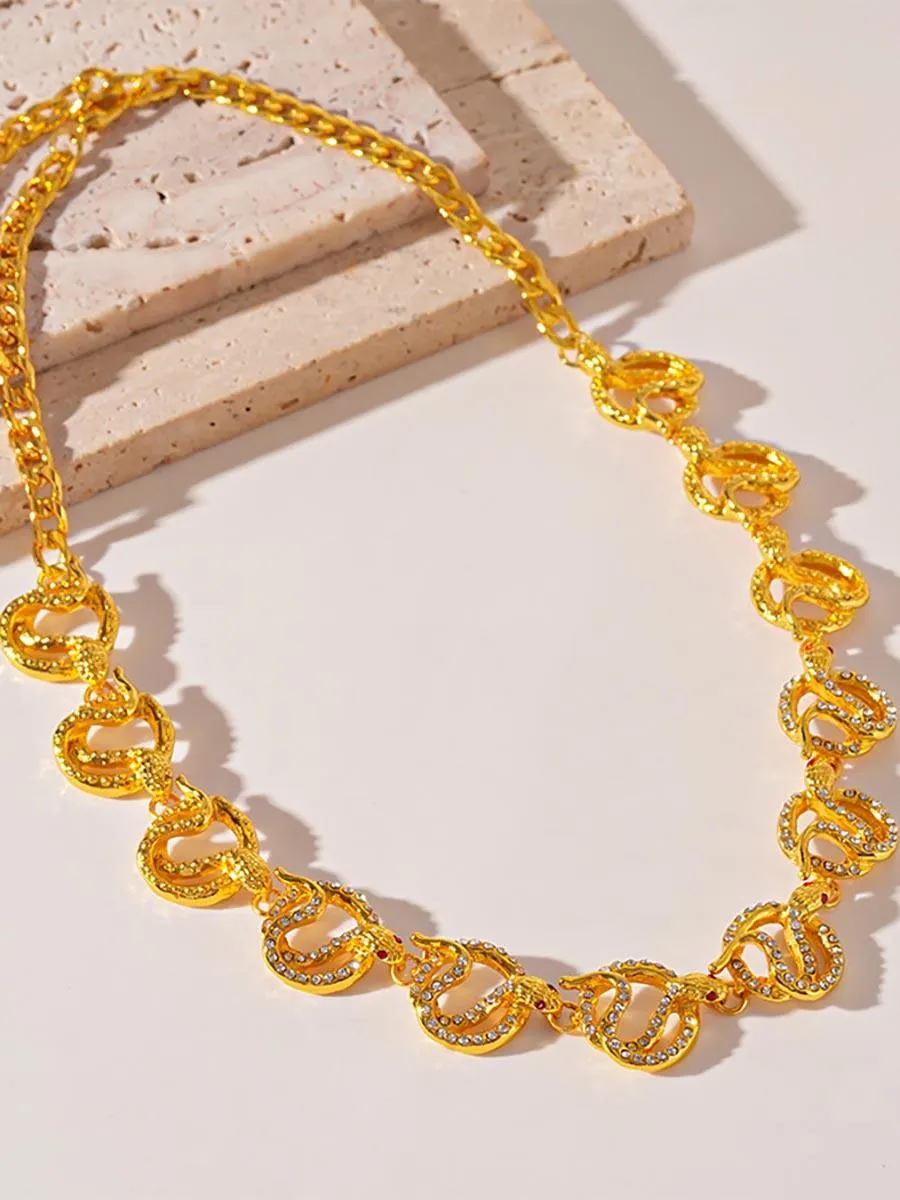 Diamond-studded Snake Clavicle Chain Necklaces MSN12041