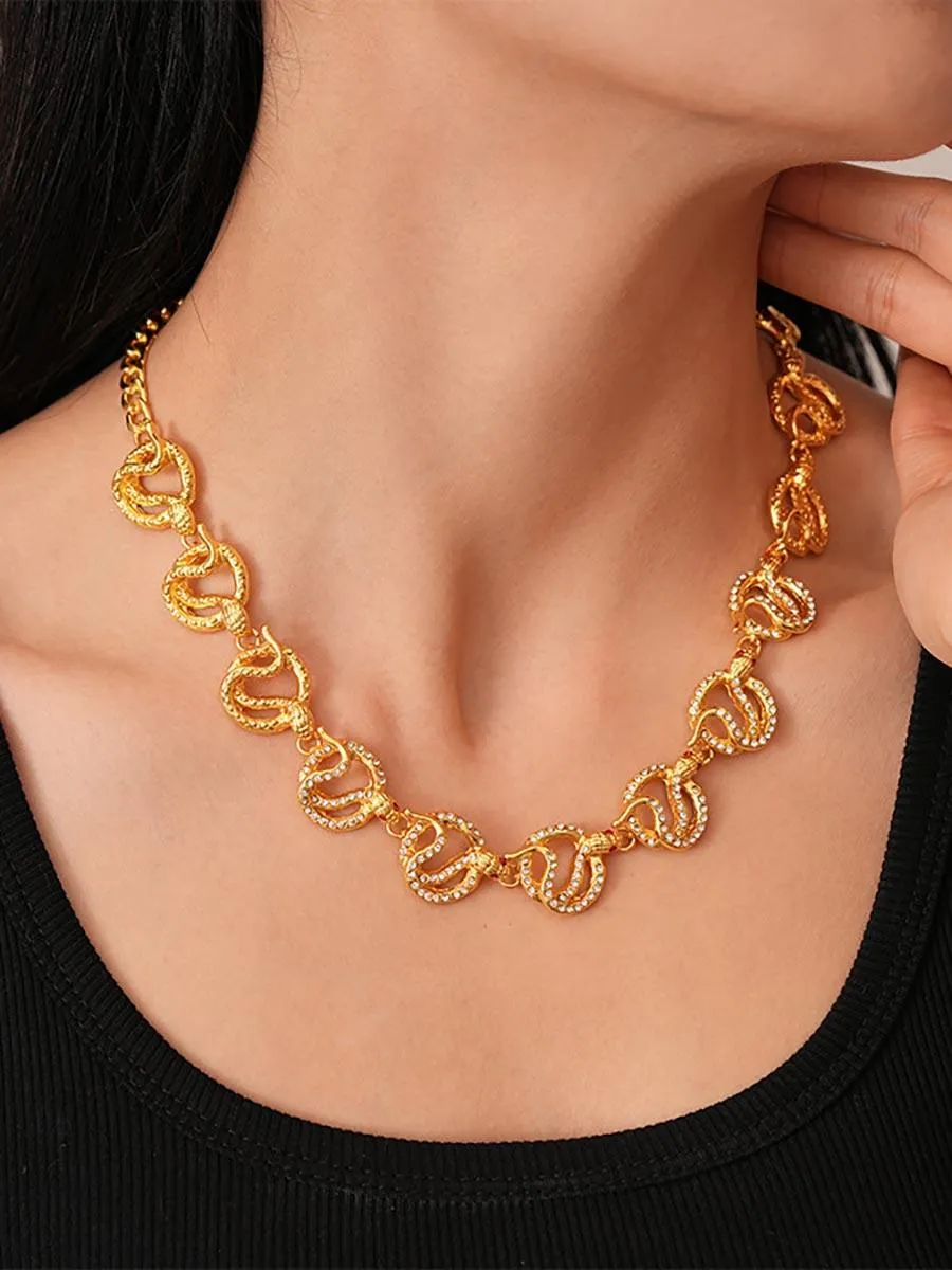 Diamond-studded Snake Clavicle Chain Necklaces MSN12041