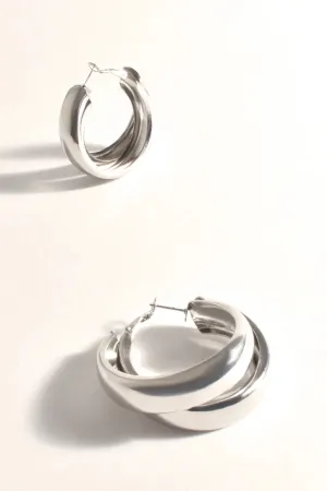 Double Loop Front Hoops Silver