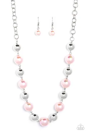 Dreamscape Escape - Pink - Iridescent Pearl Paparazzi Short Necklace