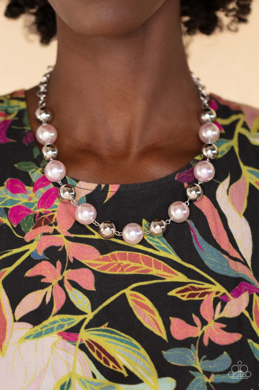 Dreamscape Escape - Pink - Iridescent Pearl Paparazzi Short Necklace