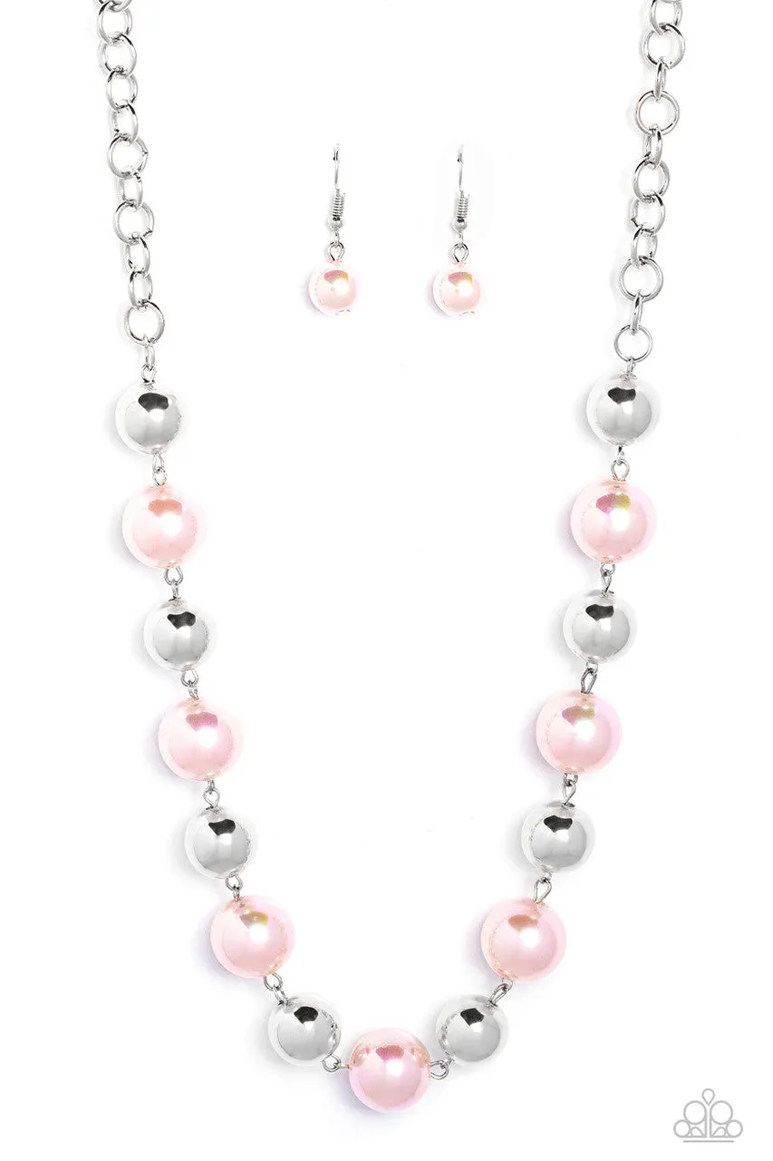 Dreamscape Escape - Pink - Iridescent Pearl Paparazzi Short Necklace