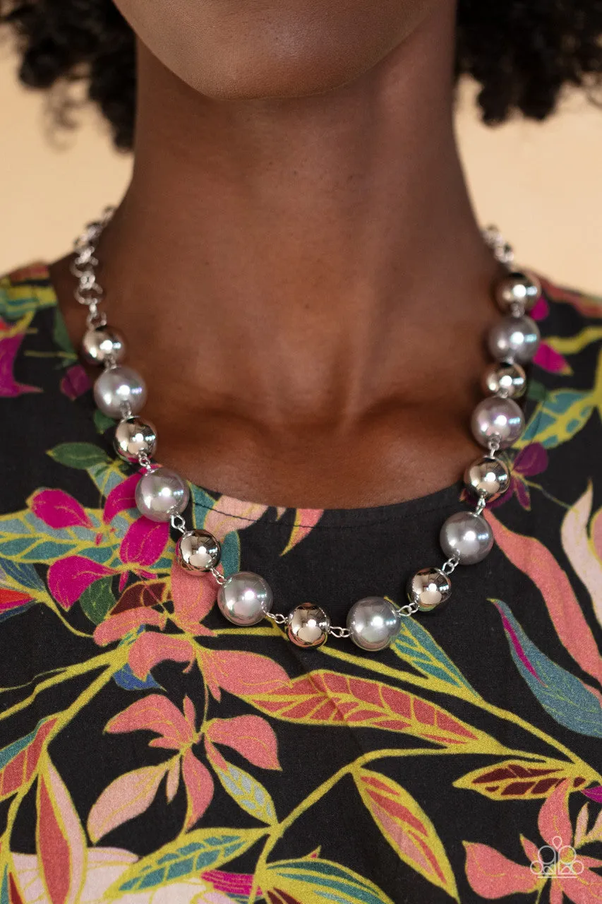 Dreamscape Escape - Silver - Iridescent Pearl Paparazzi Short Necklace