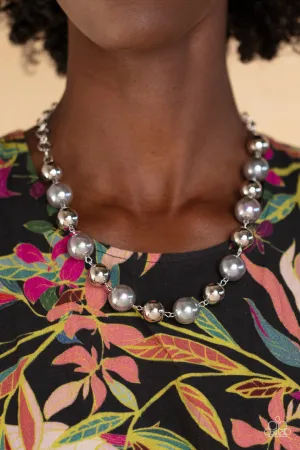 Dreamscape Escape - Silver - Iridescent Pearl Paparazzi Short Necklace