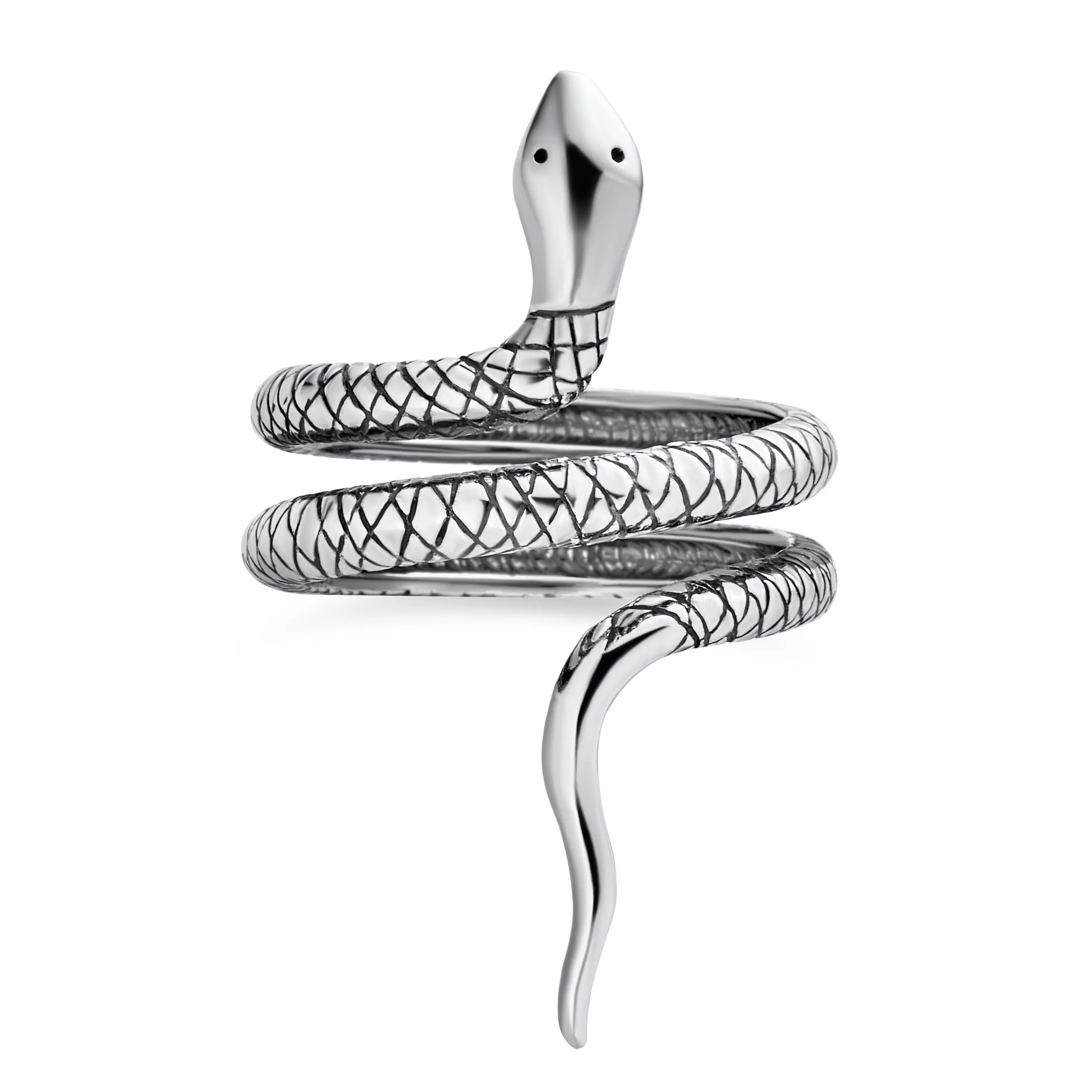 Egyptian Reptile Stack Wrap Coil Snake Serpent Ring Long .925 Silver
