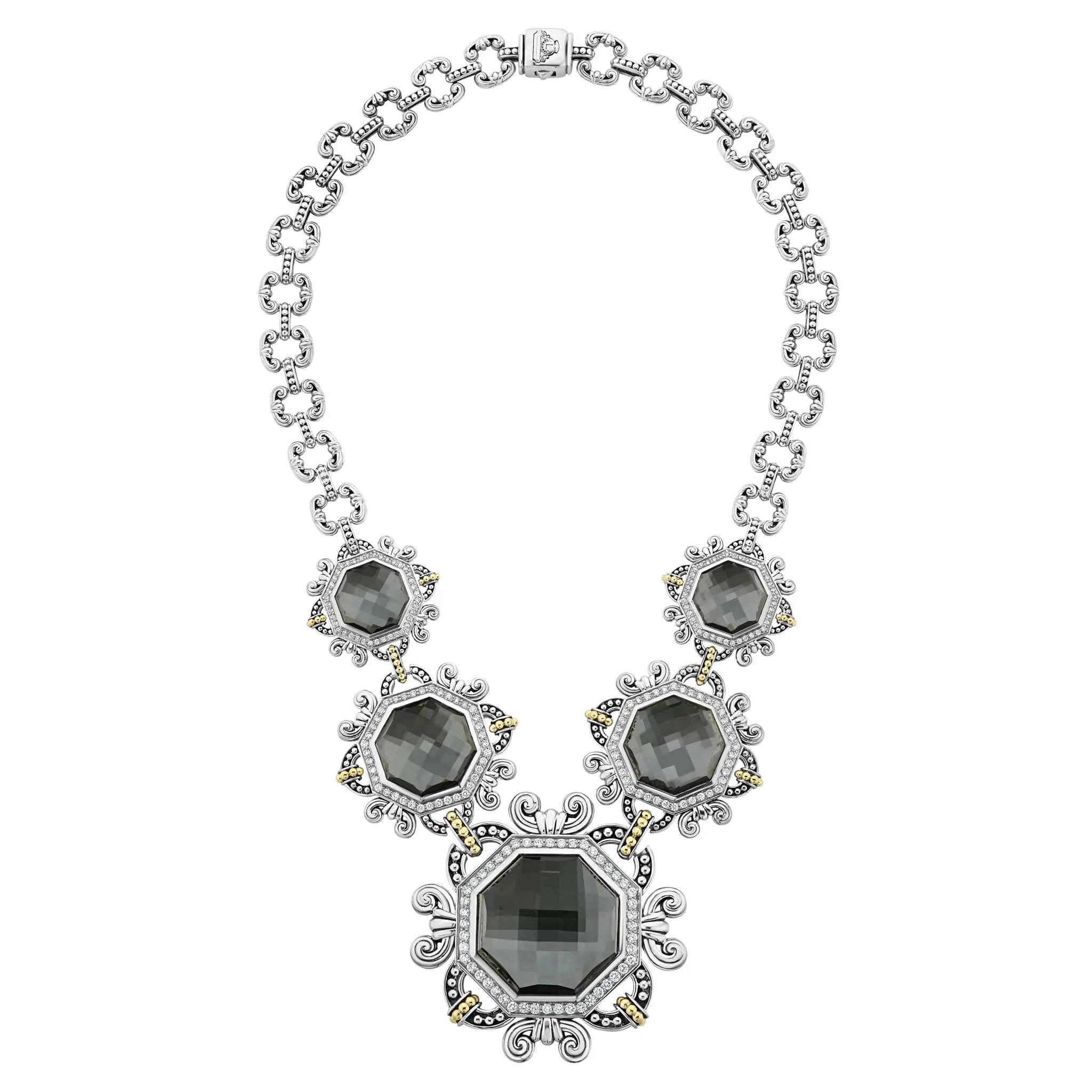 Empress Hematite and Diamond Statement Necklace