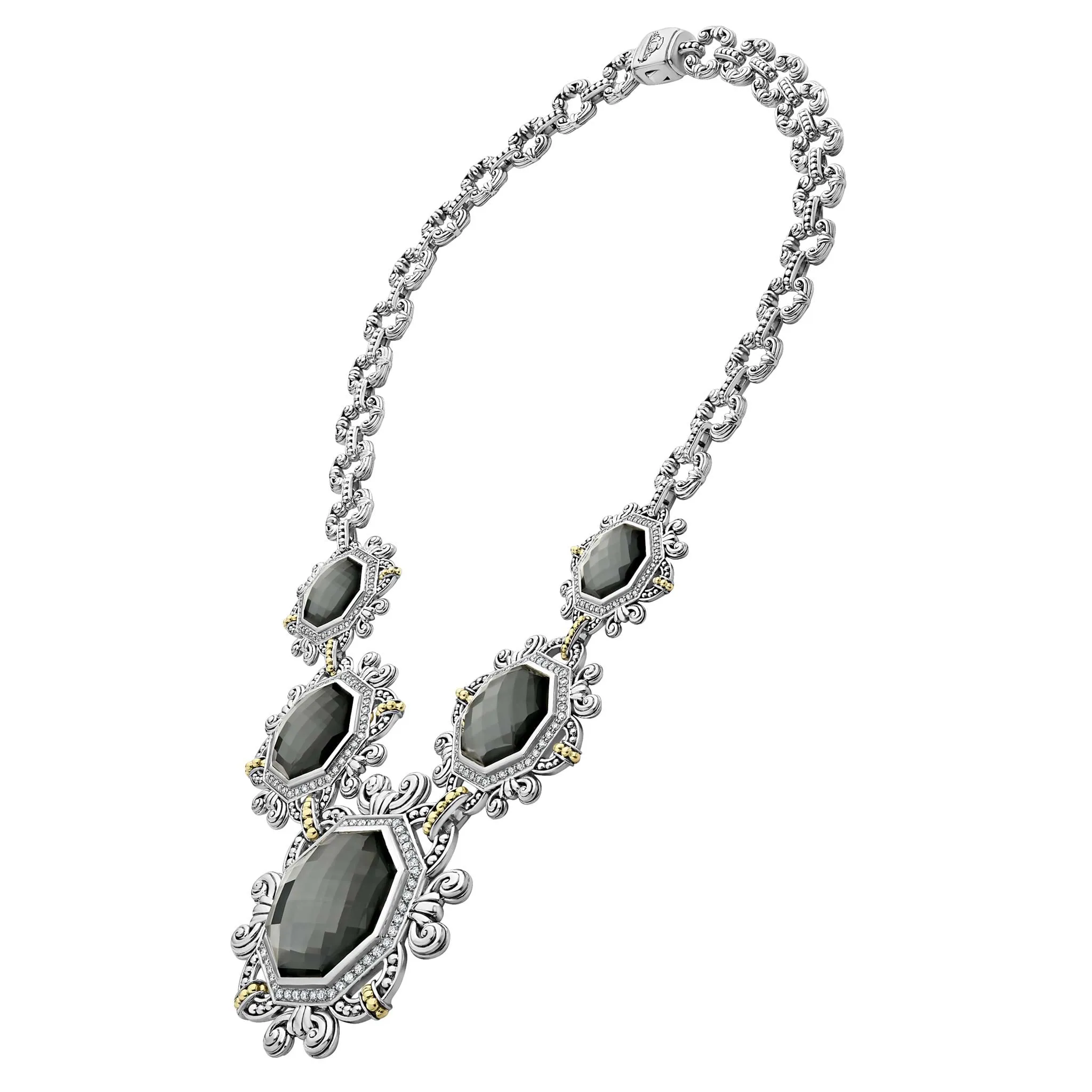 Empress Hematite and Diamond Statement Necklace