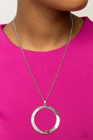 Encrusted Elegance - Multi - Iridescent Rhinestone Encrusted Circular Pendant Paparazzi Short Necklace