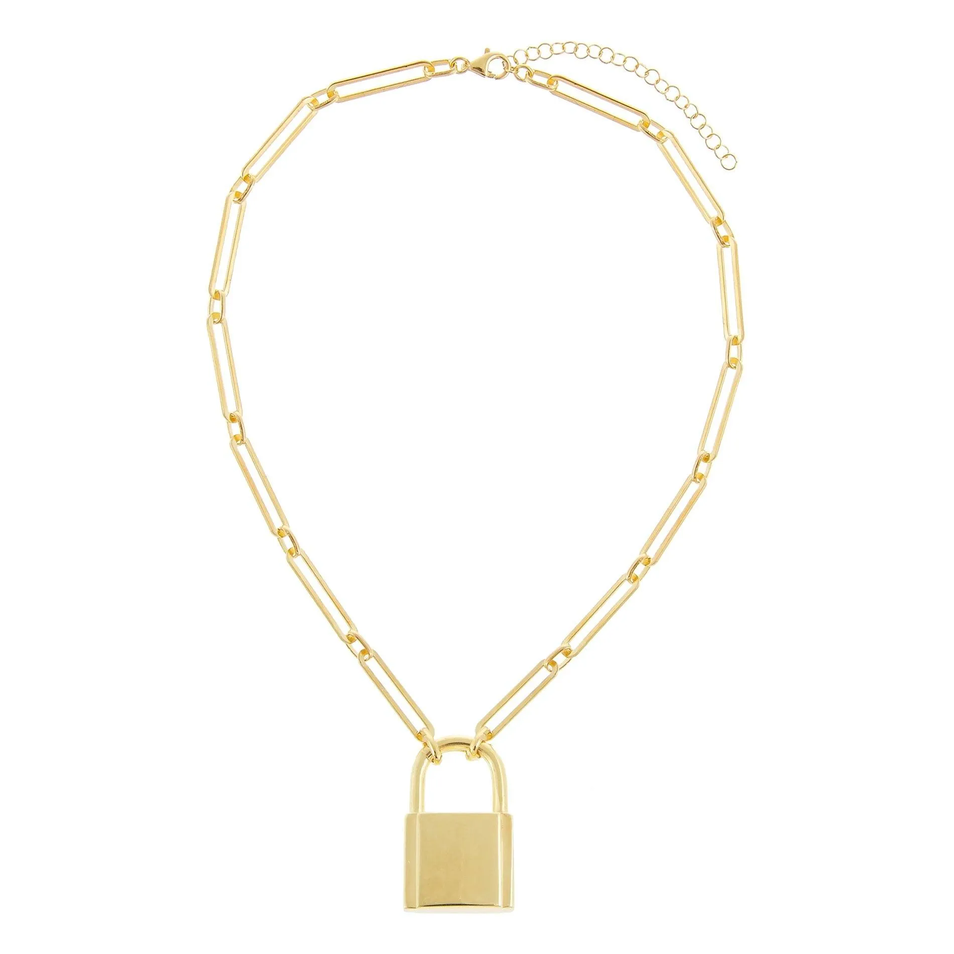 Engraved XL Open Link Lock Necklace