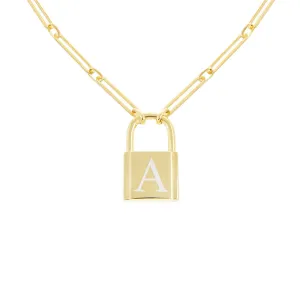 Engraved XL Open Link Lock Necklace