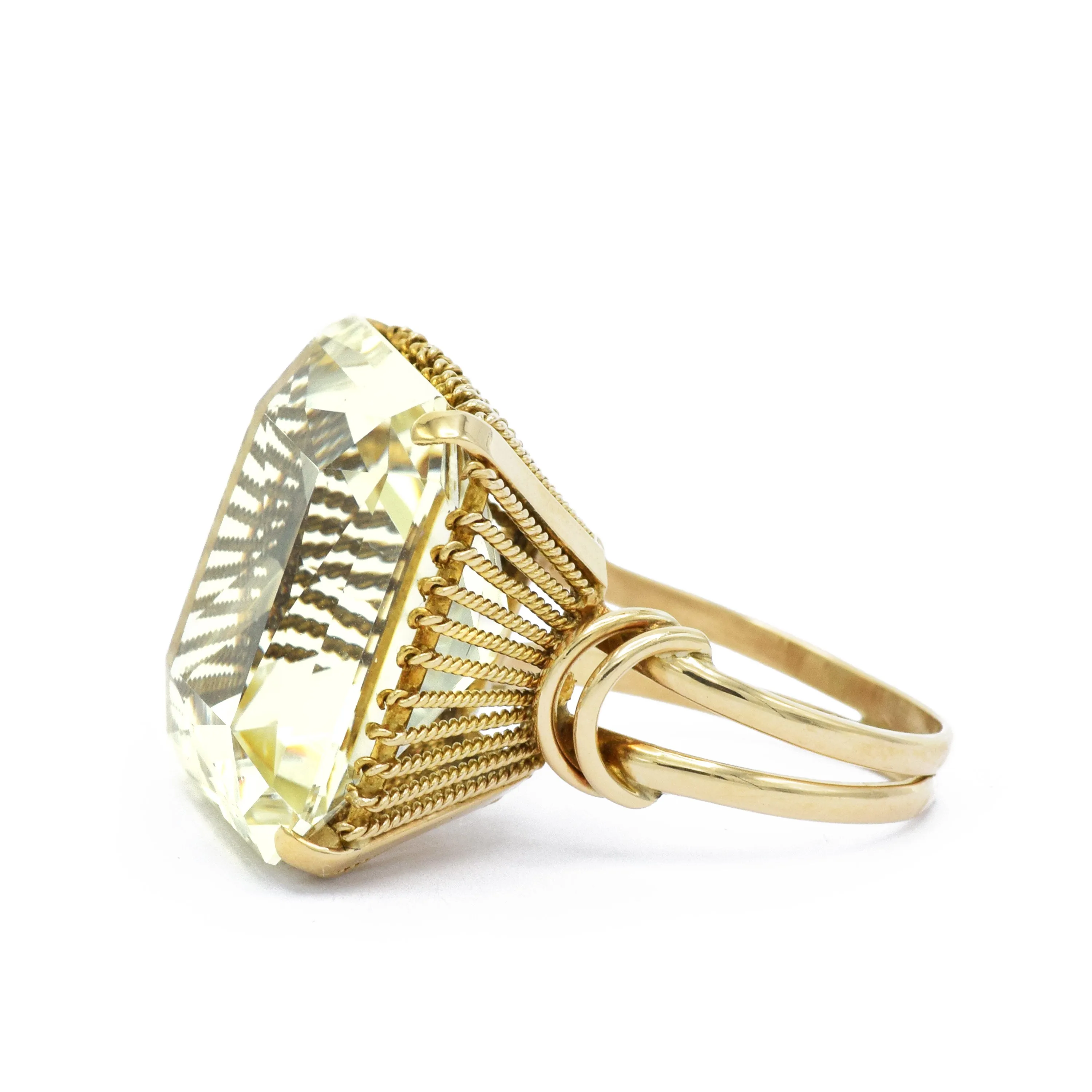 Estate Yellow Gold, Square Citrine Ring