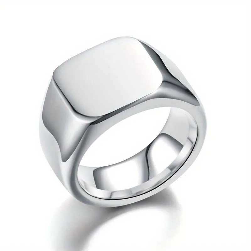 European American Titanium Steel Ring Retro Stainless Steel Plain Ring