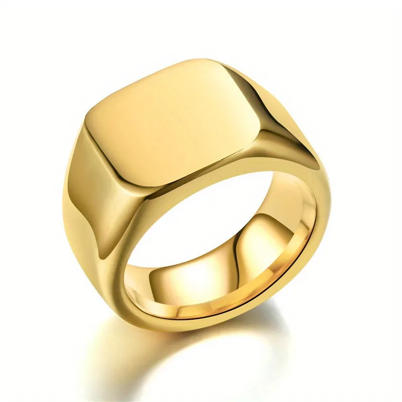 European American Titanium Steel Ring Retro Stainless Steel Plain Ring