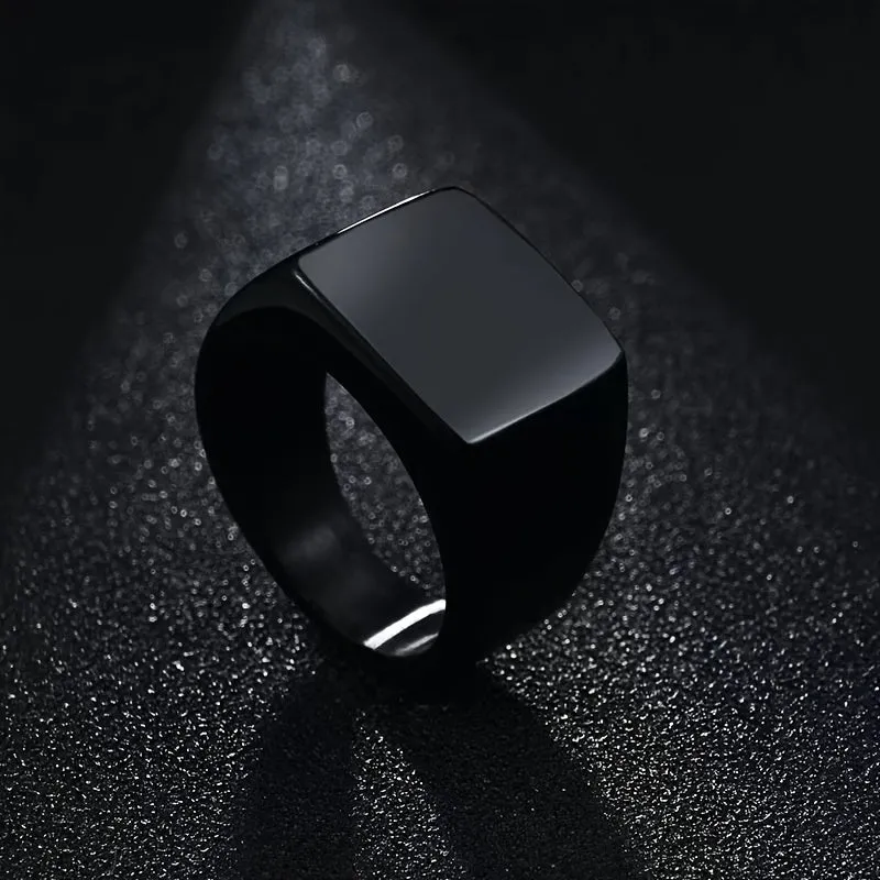 European American Titanium Steel Ring Retro Stainless Steel Plain Ring