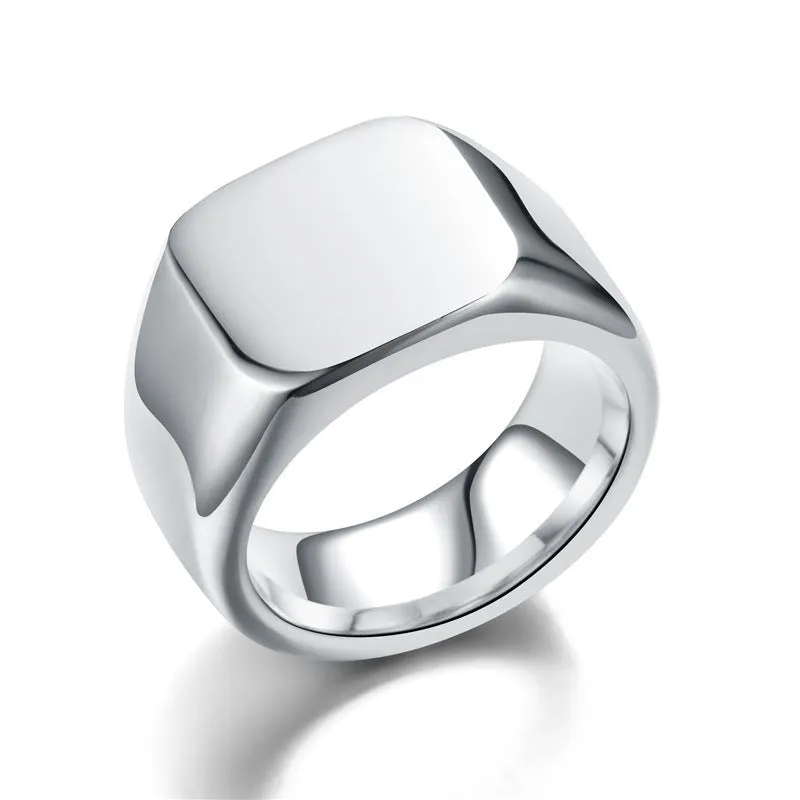 European American Titanium Steel Ring Retro Stainless Steel Plain Ring