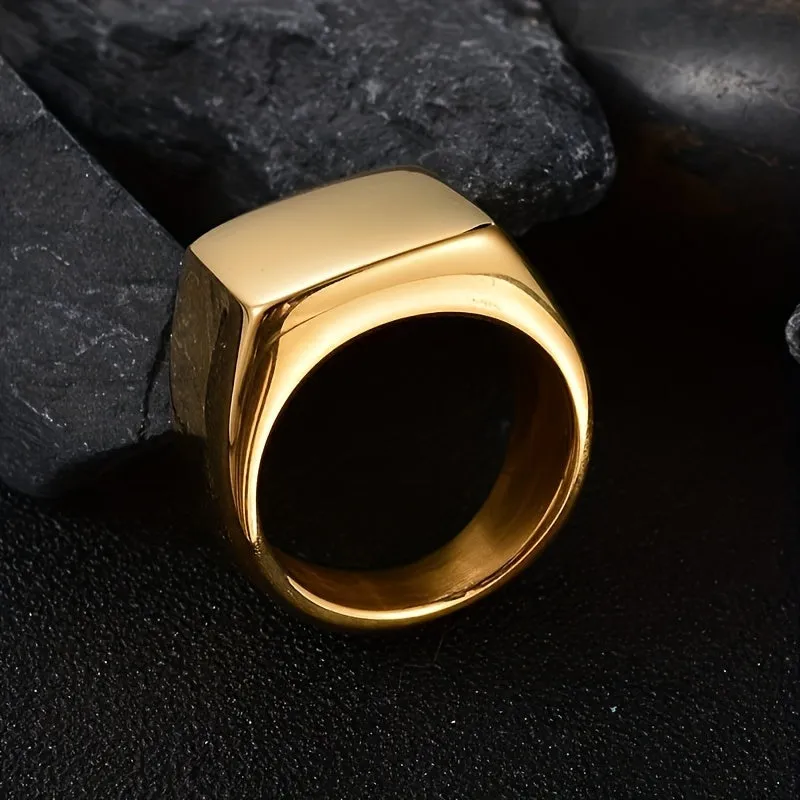 European American Titanium Steel Ring Retro Stainless Steel Plain Ring
