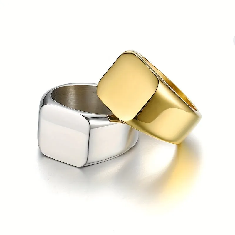 European American Titanium Steel Ring Retro Stainless Steel Plain Ring