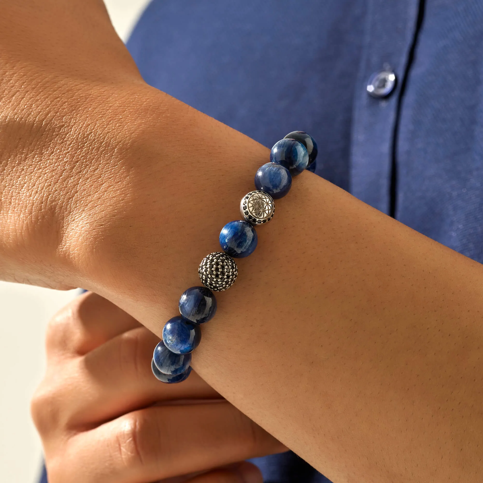 Exclusive Signature Beaded Macrame Bracelet - Silver