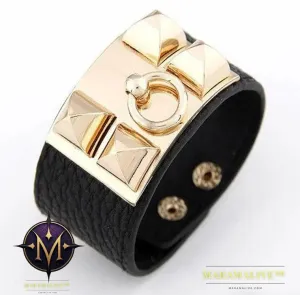 Fan Street shot leather metal exaggerated texture rivet punk temperament leather extra wide bracelet bracelet