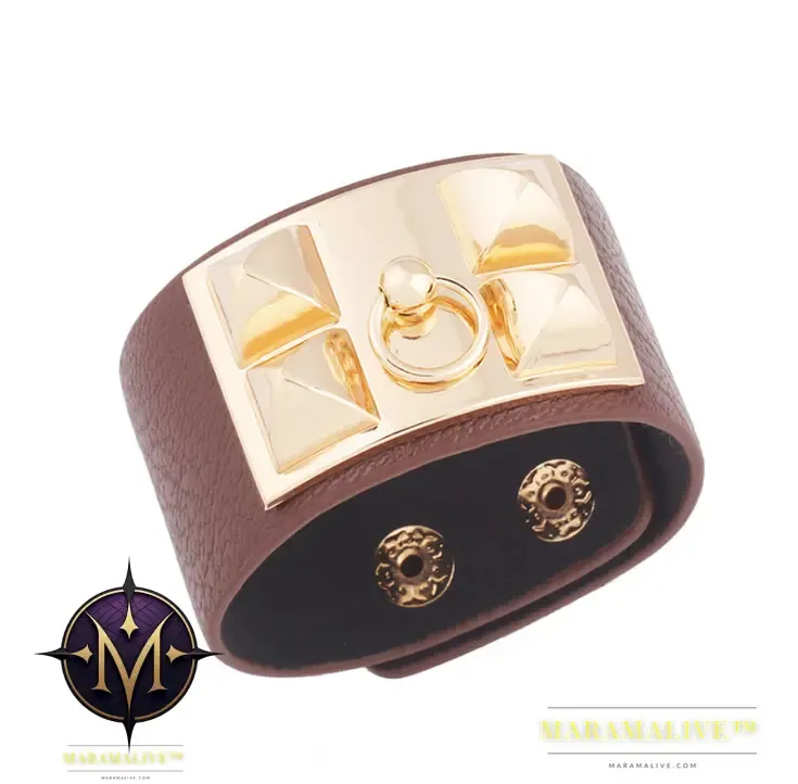 Fan Street shot leather metal exaggerated texture rivet punk temperament leather extra wide bracelet bracelet