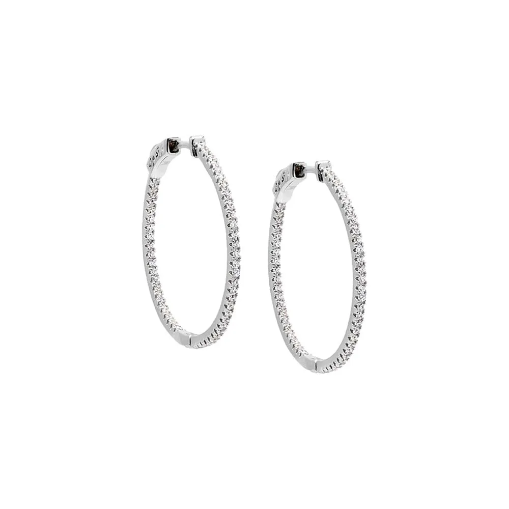Fancy Thin CZ Hoop Earring
