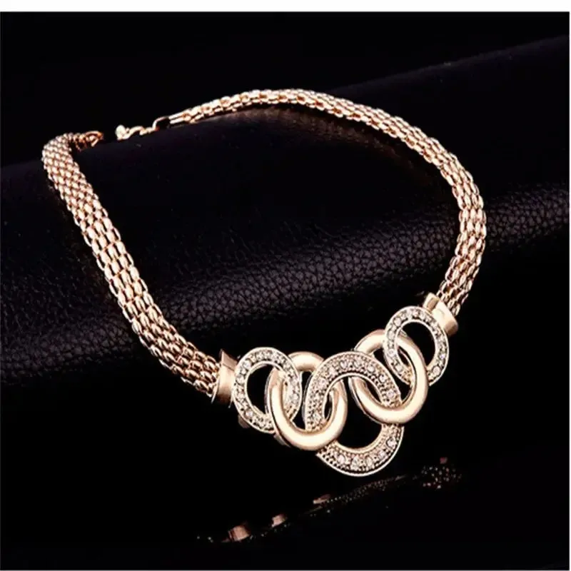 Fashion five-ring suit necklace earrings bracelet ring four-piece set retro bride photo gift Set