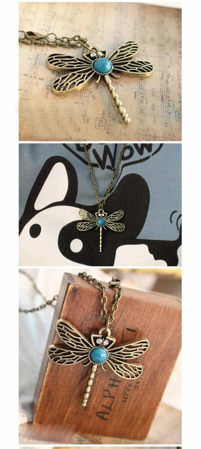 Fashion Vintage Dragonfly Necklace for women fashion statement jewelry