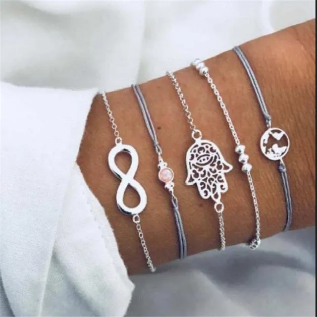 Fashion Women Bead Bracelet Set Vintage Jewelry Boho Turtle Map Charm Bracelets & Bangles For Girl Chain Mujer Accessories