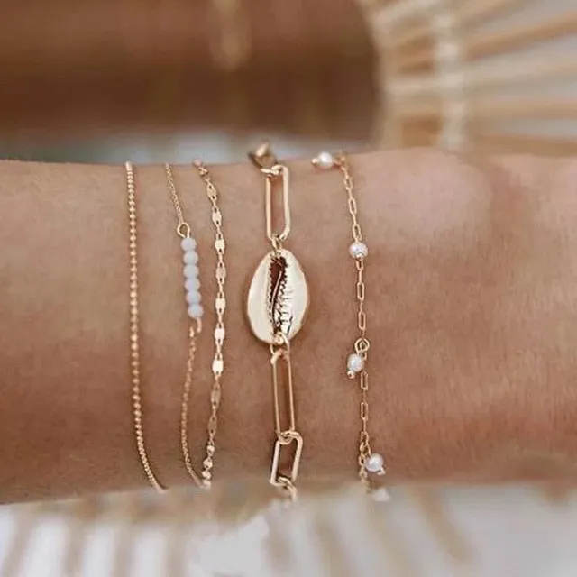 Fashion Women Bead Bracelet Set Vintage Jewelry Boho Turtle Map Charm Bracelets & Bangles For Girl Chain Mujer Accessories