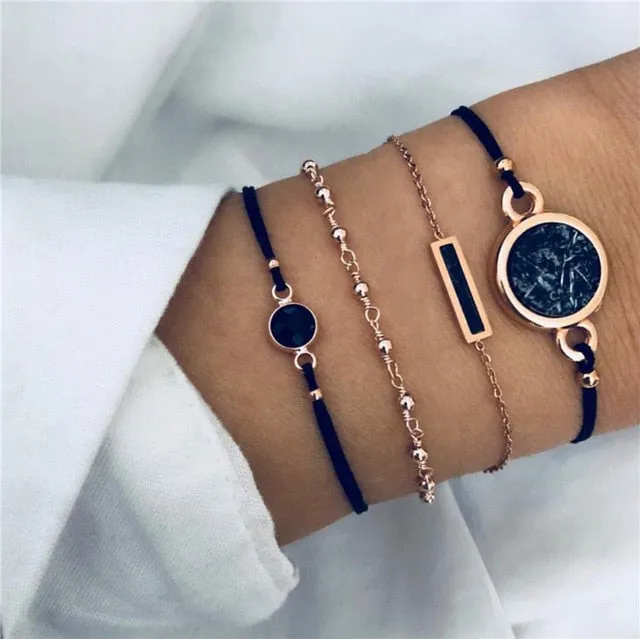 Fashion Women Bead Bracelet Set Vintage Jewelry Boho Turtle Map Charm Bracelets & Bangles For Girl Chain Mujer Accessories