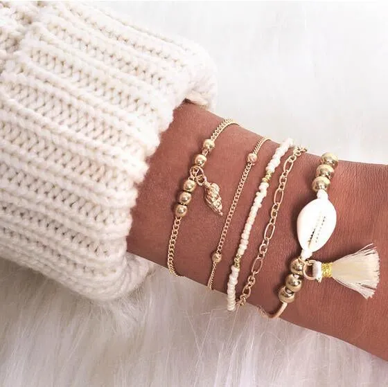 Fashion Women Bead Bracelet Set Vintage Jewelry Boho Turtle Map Charm Bracelets & Bangles For Girl Chain Mujer Accessories