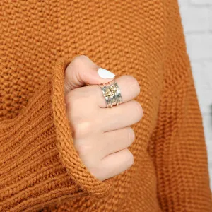 Fidget Sunflower and Bee Ring Sterling Silver